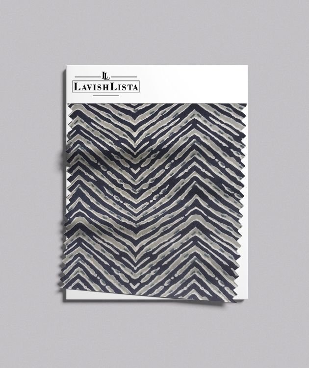 Black and grey chevron cotton blend fabric