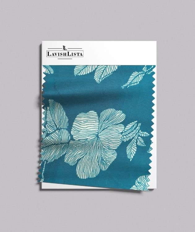 Blue floral rayon fabric