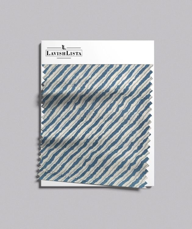 Blue striped cotton blend fabric for kurtis