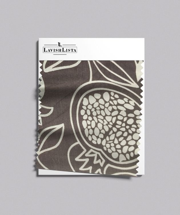 Brown abstract print cotton blend fabric