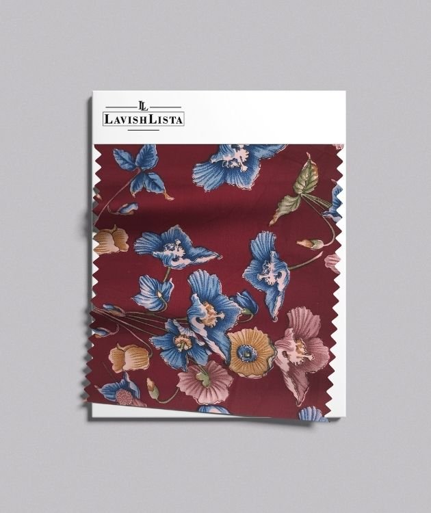 Cotton blend floral fabric maroon