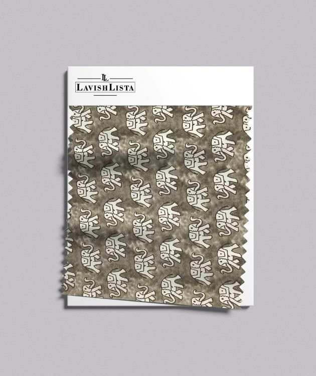 Ethnic elephant print cotton blend fabric