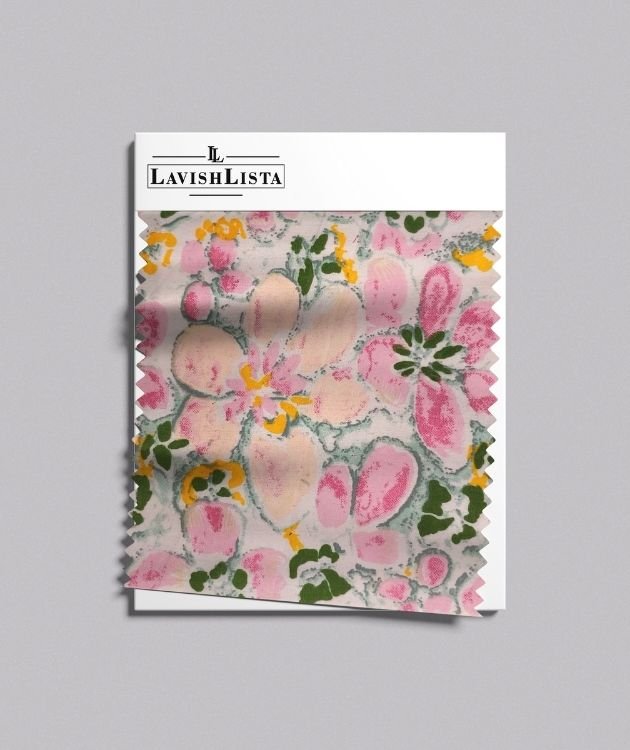 Floral printed cotton blend fabric