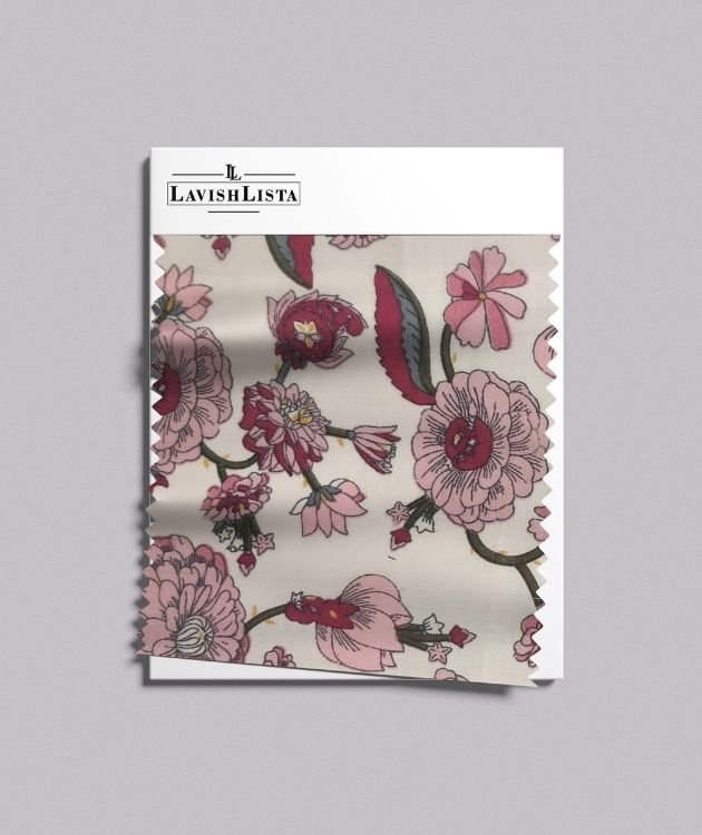 Floral printed cotton blend fabric for dresses and kurtis