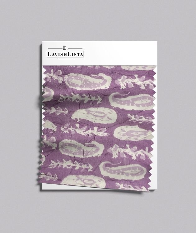 Lavender Paisley Cotton Blend Fabric Sample
