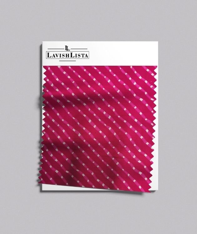 Magenta diagonal striped cotton blend fabric swatch by LavishLista