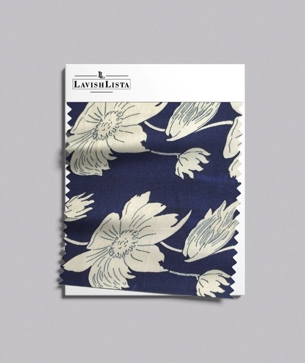 Navy floral rayon fabric