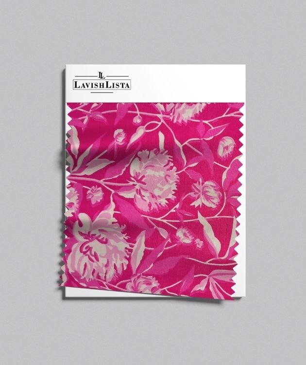 Pink Floral Cotton Blend Fabric