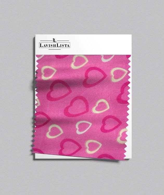 Pink heart print cotton blend fabric