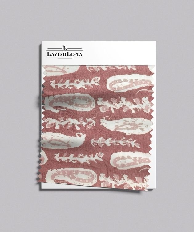 Rust paisley cotton blend fabric