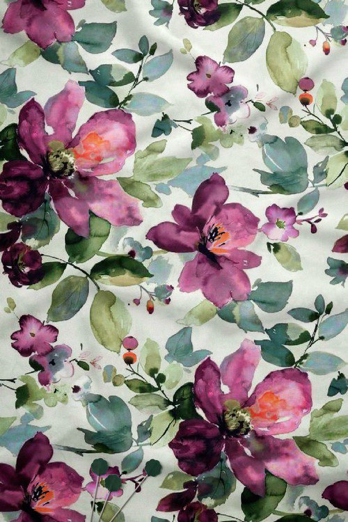 Watercolor floral digital print fabric