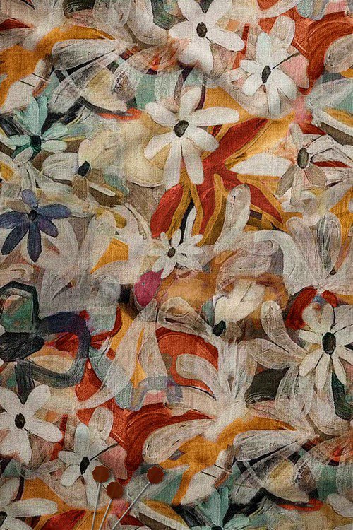 Abstract painterly floral digital print fabric