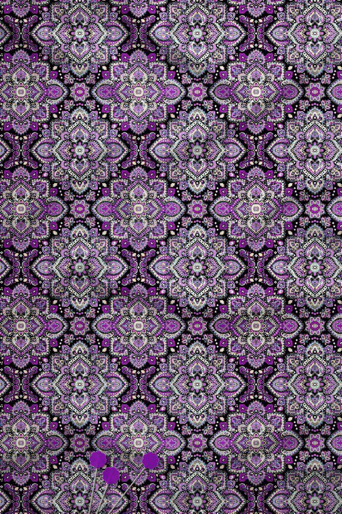 Ethnic purple paisley medallion digital print fabric