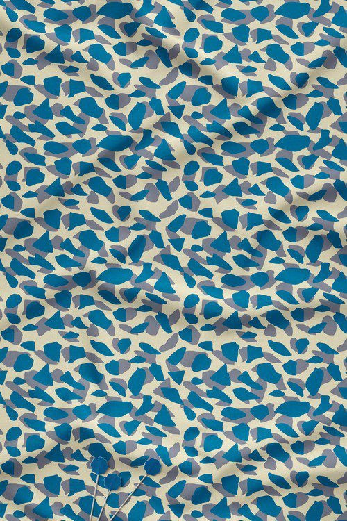Blue abstract pebble digital print fabric