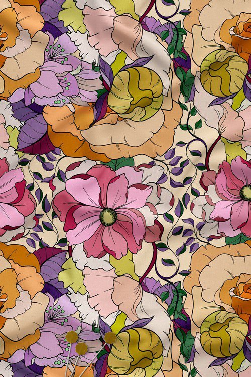 Soft floral digital printed fabric