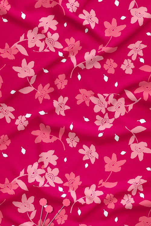 Bright fuchsia base pink floral digital print fabric