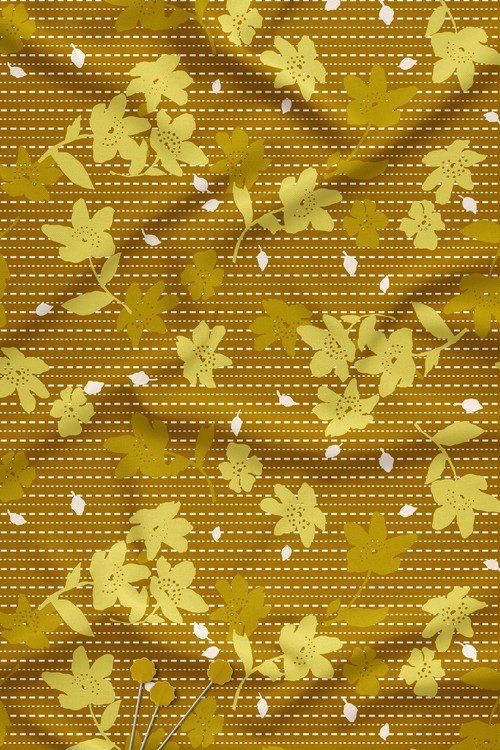 Mustard stripe base yellow floral digital print fabric