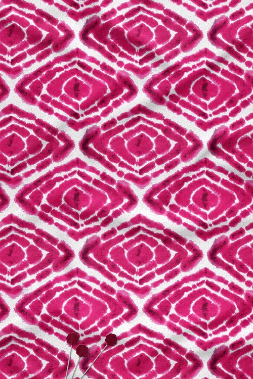 Magenta pink tie-dye geometric digital print fabric