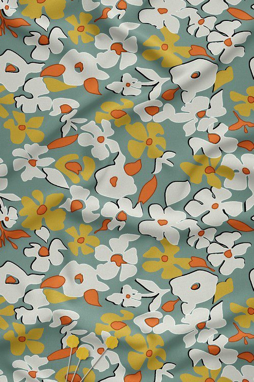 Abstract Floral Watercolor Digital Print Fabric