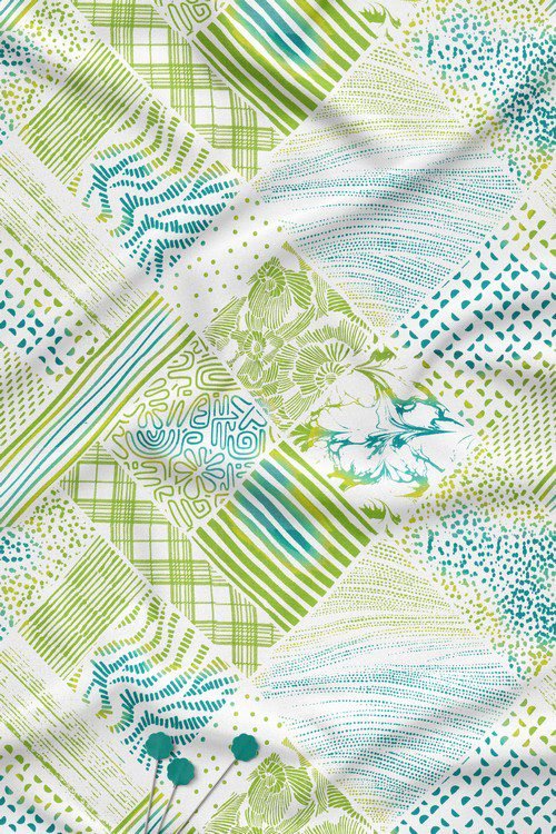 Abstract Geometric Patchwork Digital Print Fabric