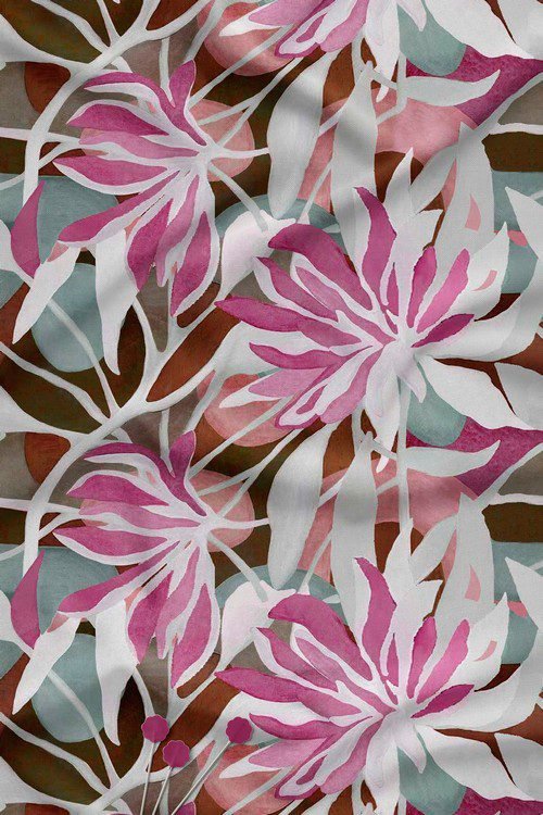 Abstract Watercolor Floral Digital Print Fabric