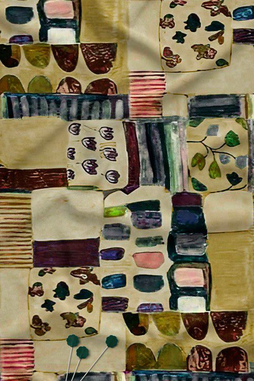 Abstract Watercolor Patchwork Digital Print Fabric