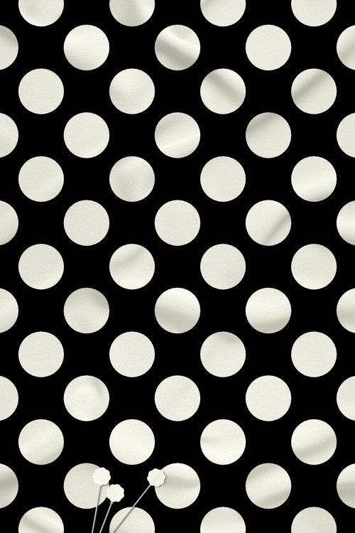 Black and white polka dot digital print fabric