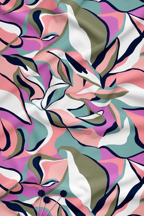Bold Abstract Multicolor Digital Print Fabric