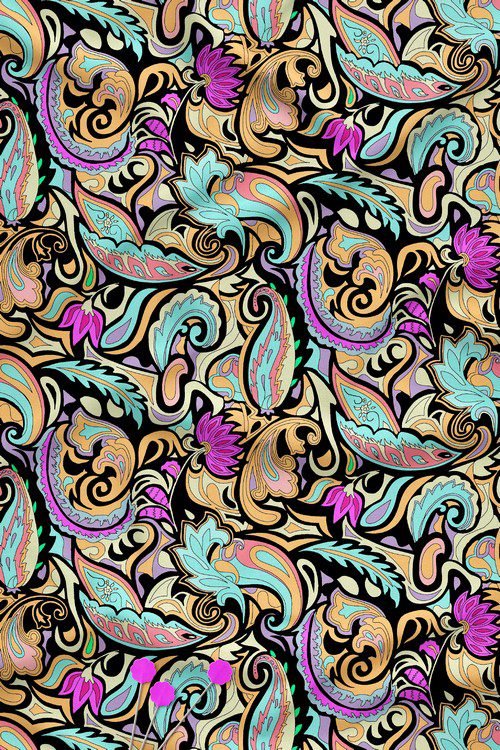 Bold Multicolor Paisley Digital Print Fabric