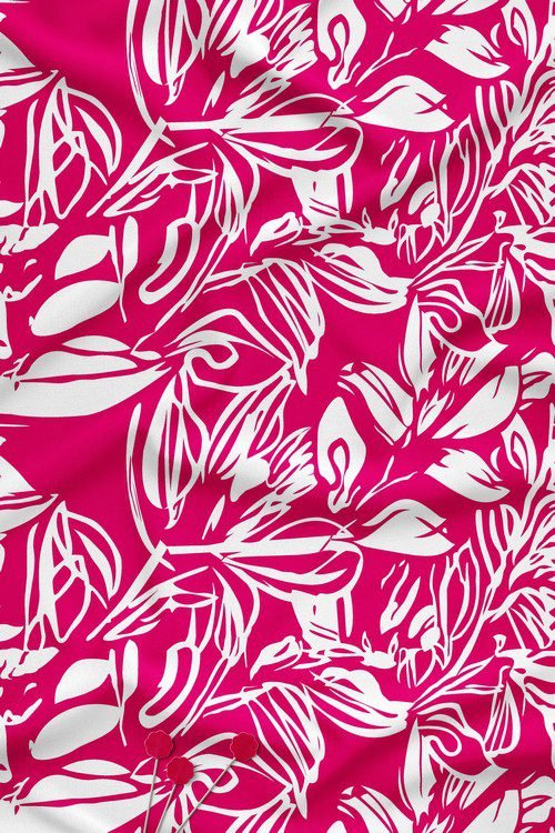 Bold abstract floral digital print fabric in hot pink