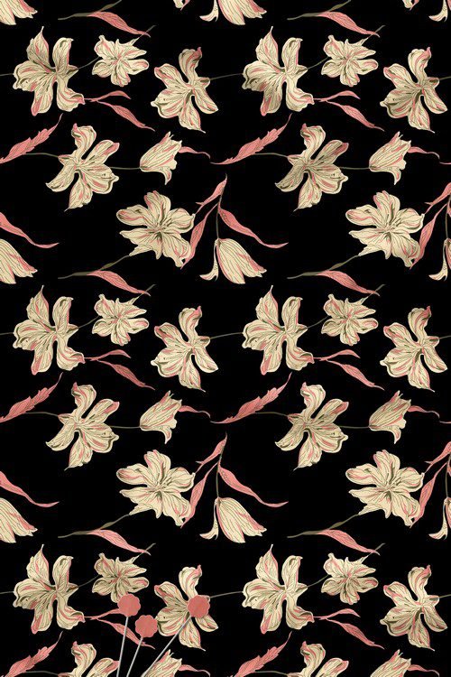 Bold floral digital print fabric on black base