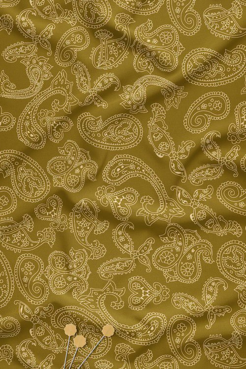 Classic Paisley Digital Print Fabric Olive Mustard Base