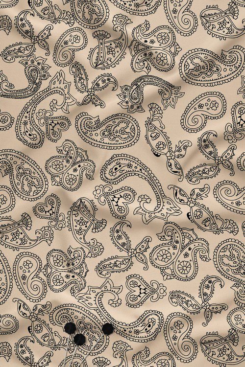 Classic Paisley Outline Digital Print Fabric