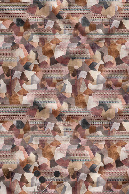 Contemporary abstract digital print fabric in earthy tones