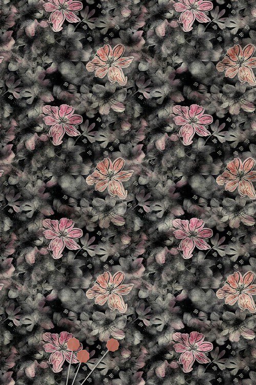 Dark base watercolor floral digital print fabric