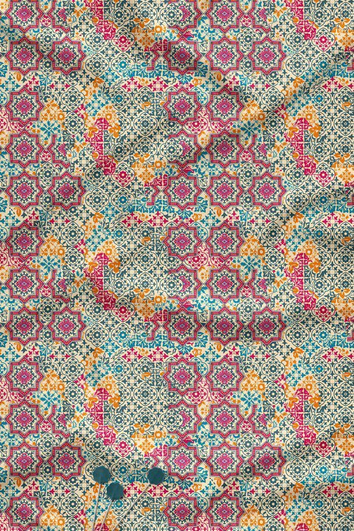 Geometric Tile Inspired Digital Print Fabric