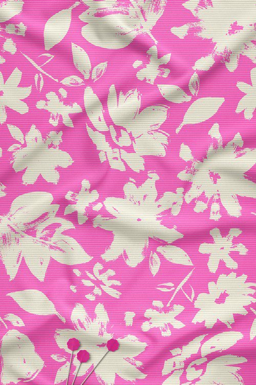 Hot Pink Brushstroke Floral Contemporary Digital Print Fabric