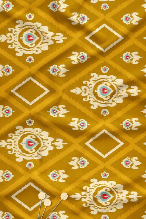 Ikat Geometric Digital Print Fabric