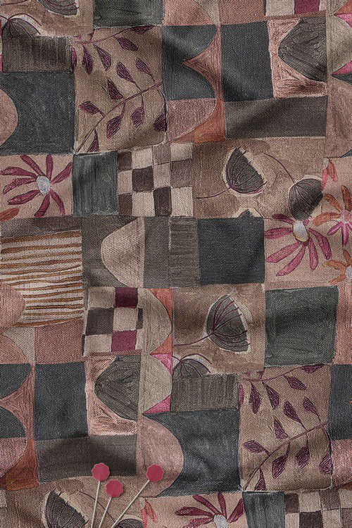 Muted Patchwork Floral Contemporary Digital Print Fabric