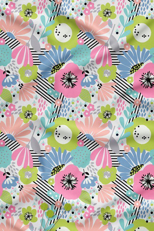 Playful Abstract Floral Statement Digital Print Fabric