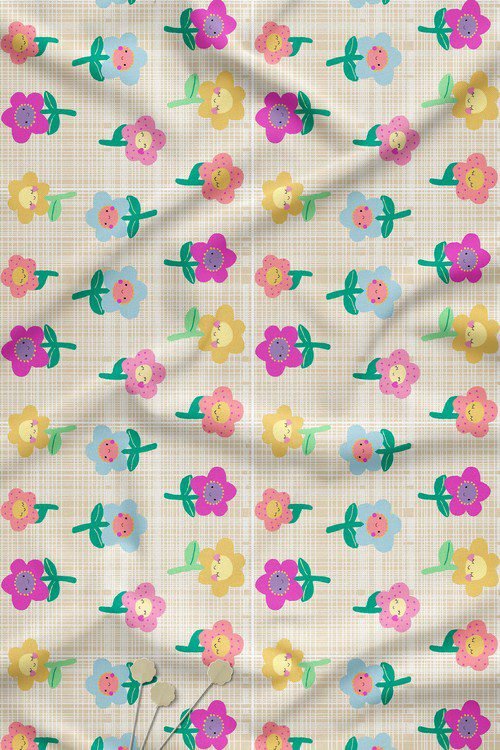 Playful Kids Floral Contemporary Digital Print Fabric