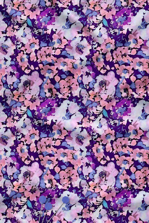 Purple Watercolor Floral Digital Print Fabric