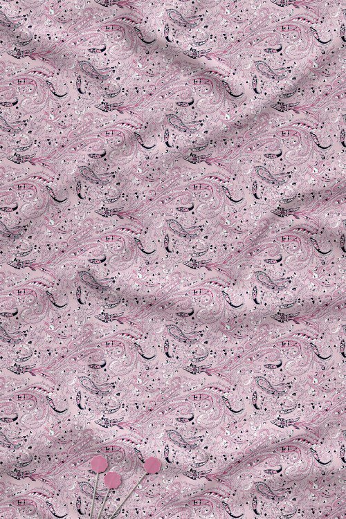 Soft Contemporary Paisley Swirl Digital Print Fabric