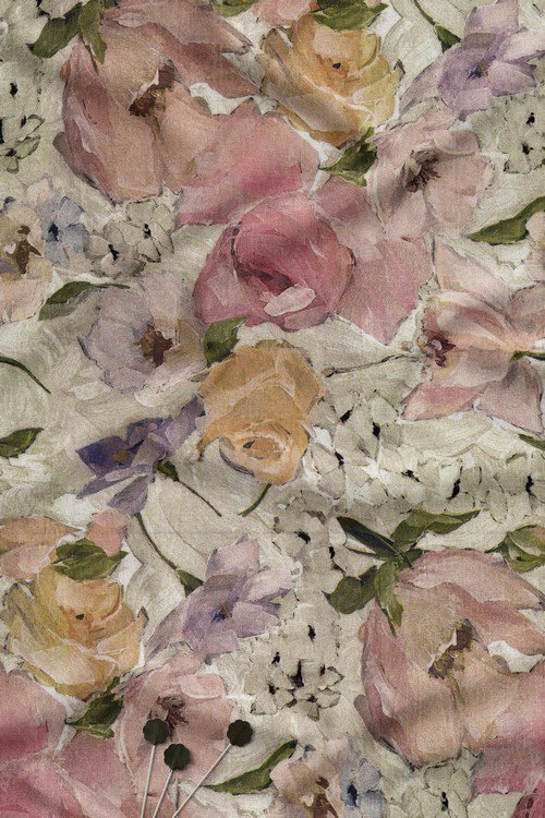 Soft Pastel Watercolor Floral Digital Print Fabric