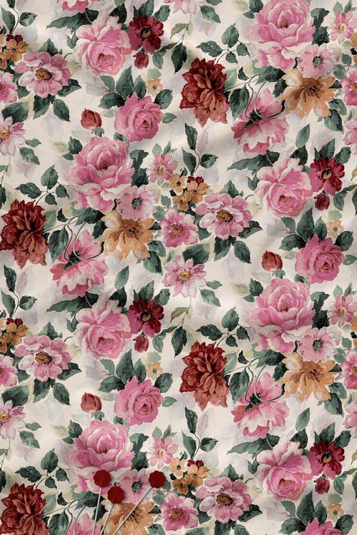 Soft Rose Watercolor Floral Digital Print Fabric