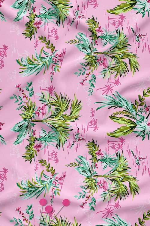 Tropical Botanical Digital Print Fabric