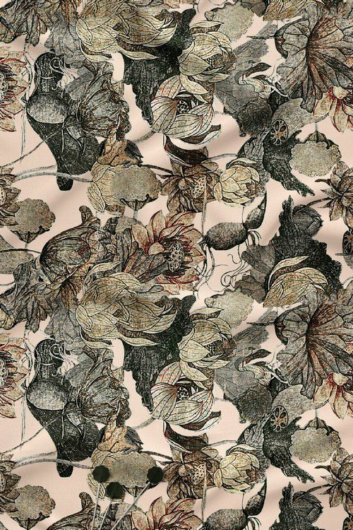 Vintage Sketch Floral Digital Print Fabric