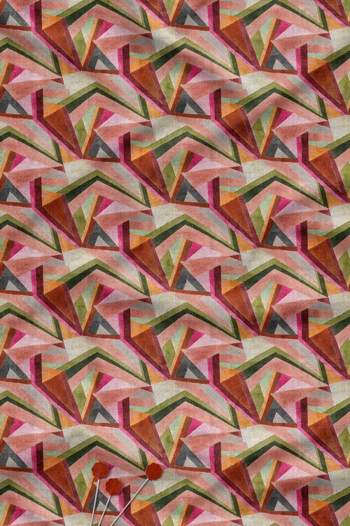 Watercolor Geometric Contemporary Digital Print Fabric