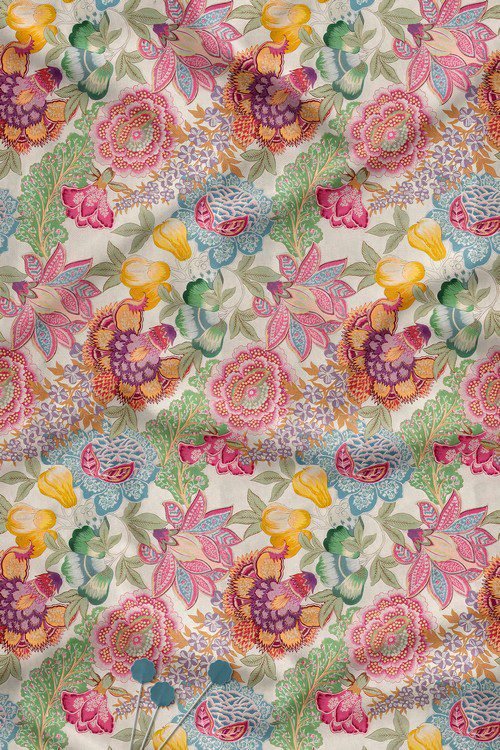 Watercolor floral digital print fabric