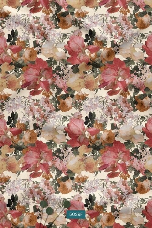 Cream vintage floral fabric with blush pink and rust botanical print